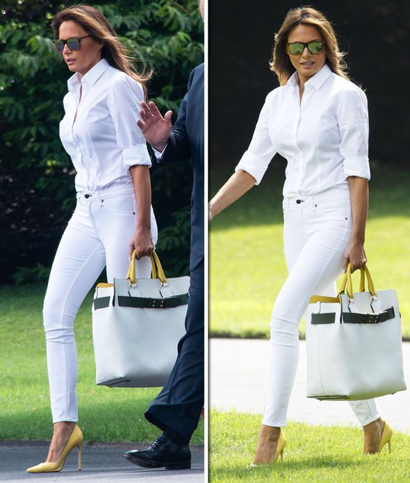 Melania Trump in white jeans
